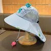 Chapéu capa de proteção solar infantil para o verão, aba larga proteção para o pescoço, proteção UV, chapéu de sol de desenho animado respirável para bebês meninos e meninas