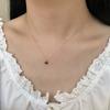 Collar de Plata Esterlina S925 Chapado en Oro Granate Rojo Incrustado Zircón Estilo Japonés Nicho Retro Exquisito Cadena de Clavícula de Alta Gama para Mujer