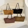 Bolso tote vintage de textura de alta calidad para mujer 2026 bolso casual de gamuza de un solo hombro de gran capacidad para llevar en la mano