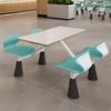 Mesa y silla de comedor combinadas para cantina Área de servicio de comida rápida Restaurante de comida rápida Comedor para personal Tablero de roca Mesa y silla de una pieza para cuatro personas