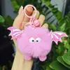 Nuevo colgante de peluche de diablito bola de carbón imitación de pelo de conejo rex para llavero de coche, colgante para mochila escolar, venta al por mayor