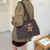 Bolsa de Lona Xadrez Estilo Coreano Feminina 2026 Nova Casual Elegante Bolsa Tote de Grande Capacidade Bolsa de Ombro para o Dia a Dia