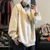 Sudadera de peso pesado color borgoña de 400 g con cuello redondo para hombre, camiseta base tipo pullover talla grande, camiseta de manga larga casual americana