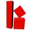 Caja de Joyería de Terciopelo Flocado, Caja de Empaque Roja de Terciopelo Cortada, Caja de Pulsera con Borla de Lino, Caja para Anillos y Pulseras