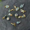 Accesorios de Colgante de Cuentas Espaciadoras Microincrustadas Azul Esmeralda Natural, Cobre Chapado en Oro, Alta Retención de Color, Joyería de Pulsera de Cuentas Hecha a Mano para Bricolaje
