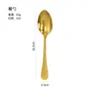 Cuchara de Acero Inoxidable para Comer Cuchara Dorada con Patrón de Diamante Cuchara para el Hogar Restaurante Cuchara para Comer Cuchara para Sopa Cuchara para Postre Cuchara para Pastel