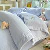 Juego de Cuatro Piezas de Cama de Terciopelo de Leche Tallado de Alto Peso Otoño e Invierno Antiestático Funda de Edredón con Doble Cara de Felpa Ropa de Cama