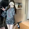 Cárdigan de Punto Nuevo Estilo Coreano Suave y Acogedor para Otoño e Invierno con Diseño de Botón de Lazada a Cuadros, Abrigo Suéter Dulce y Juvenil para Mujer