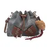 Bolso Bandolera Tipo Cubo Personalizado Sencillo para Mujer 2025 Otoño Nuevo Estilo Coreano Moño Moda Cordón Empalme Bolso de Hombro
