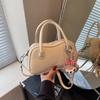 Bolsa Satchel Retrô Transfronteiriça Bolsa Bowling para Mulheres 2024 Nova Textura Coreana Simples Commuter Grande Capacidade Bolsa Axilar