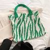 Bolsa con Estampado de Letras para Mujer, Bolso Tote de Gran Capacidad, Bolso de Hombro Simple Versátil, Bolso Tejido de Punto Novedoso Estilo Coreano, Transfronterizo