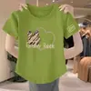 Comercio Electrónico Transfronterizo Verano Hombros Caídos Camiseta de Manga Corta de Imitación de Algodón Top para Mujer Diseño de Nicho Mangas con Dobladillo Moda Tendencia Versátil