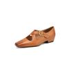 Zapatos Mary Jane italianos vintage de piel de vaca lavada texturizada con tiras cruzadas, primavera 2025, tacón bajo grueso y punta cuadrada