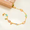 Pulsera Nalan de Plata S925 Exquisita y Sencilla Estilo Ins Diseño de Nicho Elegante Flor Colorida con Goteo de Aceite S8434