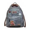 2026 Nueva Mochila de Mezclilla Lavada Estilo Retro para Mujer Mini Linda con Bordado de Oso Bolso Escolar Mochila de Moda Versátil