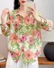 Cardigan de Ramio Puro con Estampado Digital para Mujer, Manga Larga, Talla Grande, Estilo Holgado y Delgado, Novedad Otoño 2026