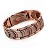 Pulsera antigua de cobre rojo más vendida transfronteriza con cierre de reloj, moda vintage finamente tallada en forma de cruz, joyería magnética completa para parejas al por mayor
