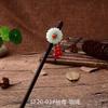Horquilla de madera de ébano de imitación con borlas, horquilla con forma de paso, tocado antiguo para niños, accesorios para el cabello, horquilla para el cabello de ropa antigua, accesorios para el cabello