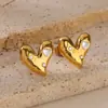 Brincos de aço titânio geométricos de concha e pata femininos brincos de estrela do mar amor joias à prova d'água moda ouro 18k venda quente transfronteiriça
