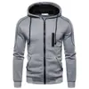 Sudadera con capucha y cremallera para hombre transfronteriza, chaqueta deportiva ajustada para primavera y otoño, forrada de forro polar y engrosada, adecuada para uso en grupo, estilo masculino