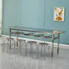 Mesa e cadeira de fast food 6 pessoas mesa e cadeira de refeitório banqueta suspensa de aço inoxidável mesa de jantar combinação de mesa e cadeira para refeitório escolar de empresa