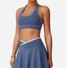 Conjunto de Saia Esportiva Fitness Europeu e Americano para Golfe e Tênis para Mulheres, Anti-Exposição, Secagem Rápida, com Bojos, Conjunto de Regata para Yoga