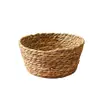 Cesta de Almacenamiento Redonda de Paja Hecha a Mano, Cesta para Guardar Snacks en Casa, Cesta para Artículos Varios, Cesta de Almacenamiento Redonda de Paja