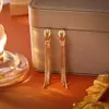 Brincos Longos Elegantes com Franjas Banhados a Cobre com Ouro Real Moda High-End Brincos Exquisitos e Elegantes Joias Estilo Deusa