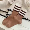 Meias Arrastão Femininas, Meia-Perna, Outono e Inverno, Forradas com Lã, Grossas, Estilo Coreano, Listradas, Longas, de Caxemira para Mulheres