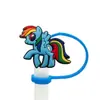 Cubierta de Popote de Silicona de Unicornio de Dibujos Animados Forma de Caballo Pequeño Compatible con Botella de Agua Stanley Tapa de Popote a Prueba de Polvo y Manchas