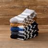 Meias de Coral Fleece Transfronteiriças para Homens, Inverno Espessadas de Pelúcia Quentes para Chão Listradas de Dormir de Algodão Longas