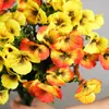 Flores artificiales de tallo único, ramos de flores artificiales, pensamientos tricolores, flores de campanilla, arreglos florales para paisajes exteriores, arreglos decorativos, venta al por mayor de fabricante