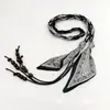 Bufanda de Seda Hecha a Mano, Cuerda de Cera, Cuentas de Madera, Cinturón Tejido, Bufanda Triangular Decorativa, Cuerda para la Cintura, Jeans Decorativos, Accesorios para Faldas, Cintas