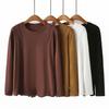 Blusa Interna Plus Size 100kg Irmã Gorda Outono Novo Design Ombro Amassado Manga Longa Camisa Básica 5390