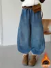 Jeans de Invierno para Niñas Talla Mediana-Grande Nuevos con Forro de Polar Ropa Infantil Niños Niñas Jeans de Pierna Curva con Forro de Polar Sueltos Modernos