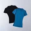 Camiseta Sexy Elástica Ajustada de Manga Corta Estilo Americano Puro Deseo Nicho Verano Cuello en V Profundo Ligera Cintura de Avispa Color Sólido Top