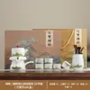 Juego de Té Juego, Regalo de Negocios Sencillo, Juego de Té Sencillo de Cerámica Gruesa Semi-Automático, Juego de Tetera Portátil de Piedra Molida Perezosa para Entretener Invitados