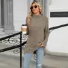 Amazon 2024 Europa y Estados Unidos comercio exterior transfronterizo otoño e invierno nuevo cuello alto holgado manga larga con abertura camiseta top mujer