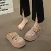 Pantuflas abiertas estilo Birkenstock para mujer para uso exterior, nuevo modelo verano 2026, suela gruesa, caladas, tejidas, tipo slip-on, medias pantuflas