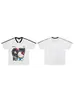 Camiseta de Manga Corta con Cuello en V y Estampado de Gatito Estilo Deportivo Retro Americano para Mujer, Top Casual de Verano Holgado y Versátil de Manga Media