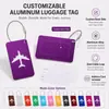 Etiqueta de Equipaje de Aluminio Personalizable para Bolsa de Viaje o Maleta, Etiqueta de Identificación con Cierre de Tornillo Seguro, Bucle de Cable de Acero y Tarjeta de Dirección de Contacto