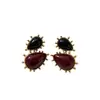 Pendientes de Joyería de Lujo Ligero Transfronterizos Europeos y Americanos con Piedras Preciosas Incrustadas Geométricas Diseño Retro Tendencia Adornos para Orejas Versátiles de Alta Gama