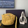 Bolso bandolera tejido con cuerda de algodón, estilo artístico, minibolso tipo cubo, bolso de paja hueca, bolso de fiesta, 2024