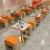 Mesa y Sillas de Comedor de Pizarra Comerciales, Restaurante de Comida Rápida, Tienda de Fideos, Cafetería, Tienda de Té de Leche, Taburete de Madera Maciza, Combinación de Cabina de Mesa y Sillas de Comedor