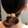 Cuerda para el pelo de estilo Mori con pedrería y perlas, elegante, con bola, para coleta baja de mujer, alta elasticidad, simple y duradera, tendón de goma