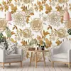 Pegatina de Pared Floral Romántica Autoadhesiva Papel Tapiz Resistente a la Humedad y al Moho Ecológico Lujo Ligero Decorativa para Pared de Dormitorio Armario Renovación
