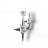 Tachuela para Cartílago Auricular Doble Estrella F136 de Aleación de Titanio con Incrustación de Circonita, Tornillo Interno de Titanio G23 Labret para Piercing Corporal