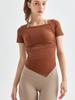 Venta de liquidación: Camiseta Interior de Lycra para Mujer, Verano, Cuello Bajo, Manga Corta, para Correr, Fitness, Deportes, Secado Rápido, Ropa de Yoga