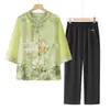 Camisa de Verano para Abuela, Ropa Estilo Chino, Traje de Verano para Madres de Mediana Edad y Mayores, Nuevo Estilo Blusa Holgada para Personas Mayores y Señoras