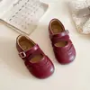 Sapatos de couro femininos estilo coreano, sapatos Mary Jane estilo vintage para meninas pequenas, sapatos rasos de outono e inverno para bebês, sapatos prateados para performance